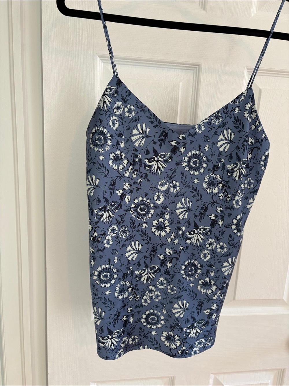 Club Monaco Navy and White Floral Spaghetti-Strap Camisole